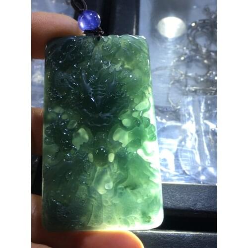 Natural 7A Myanmar jade Handcarved 9 dragon emperor green jade pendant jade necklace pendants jewelry jade necklaces