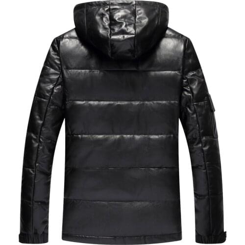 Genuine Winter Leather Duck Down Jacket Men Clothing Motorcycle 200% Real Sheepskin Coat Mens Down Jackets Hooded 77