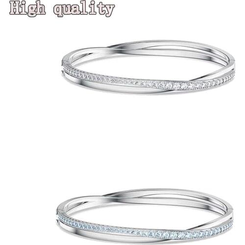 Fashion Jewelry High Quality SWA 1:1 2020 Simple Charm Curve Interwoven Blue Crystal Bracelet Ladies Spiral Twisted Bracelet