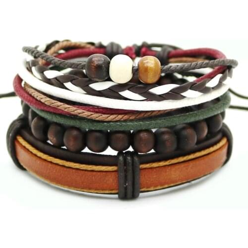HOT 1 set 3 Braided Adjustable Leather Popular anchor Bracelet Cuffs Retro Casual Jewelry Leather Bracelet Men and Women
