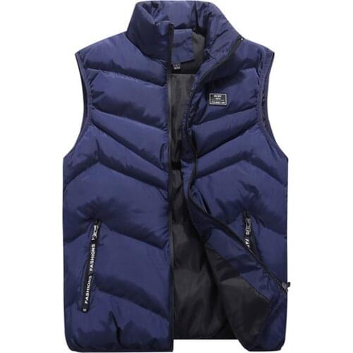 Mens Large Size Clothing Winter Vest Jackets Sleeveless Coat 2021 Fur Fashion Big Size Stand Collar Pure Color Waistcoat Vest