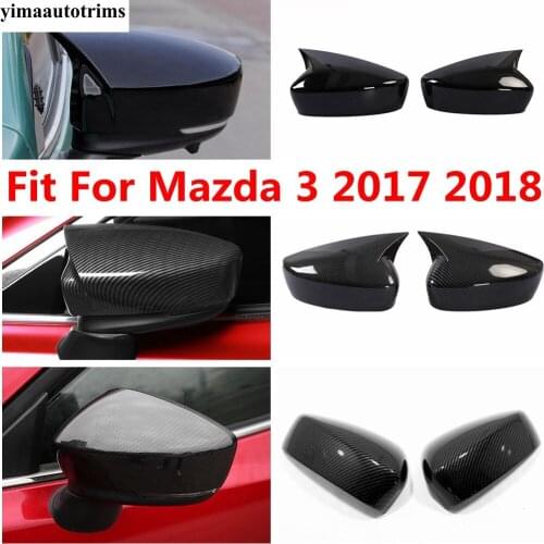 For Mazda 3 2017 2018 Rearview Mirror Side Wing Rear View Case Decor Cover Trim Black / Carbon Fiber Accessories Exterior Kit