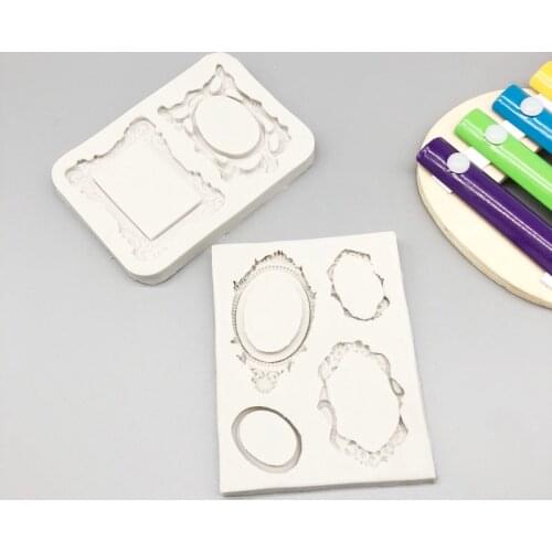 New European style retro photo frame silicone mold DIY fontant cake chocolate fudge decoration mold baking tools