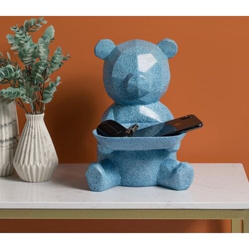 Cartoon Creative Little Bear Tissue Box Sculpture Ornaments Living Room Dining Snack Dry Fruit Tray Home Decoration Accessories