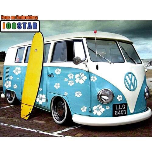 Full Drill Square Diamond 5D DIY Diamond Painting"Blue car"Diamond Embroidery Cross Stitch Rhinestone Mosaic Painting