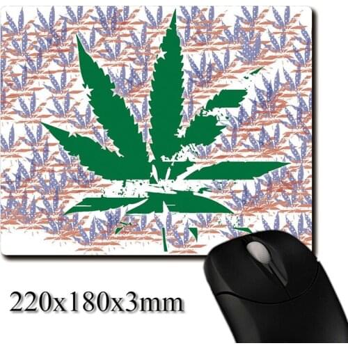 Marijuana Leaf Pattern with Stars and Stripes image printed Heavy weaving anti-slip rubber office mouse pad Coaster Party favor
