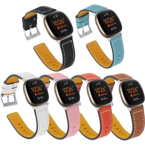 Genuine Leather Strap for fitbit versa 3 Versa3 smart watch first layer cowhide leather strap for fitbit sense watchband correa