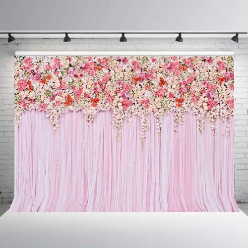 Pink 3d Flower backdrops baptism floral party supplies bridal shower photo background table decorations for girl birthday B90
