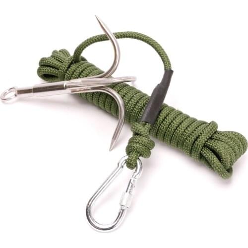 Grappling Hook Claw Folding 3 Claw Outdoor Survival Safety Climbing Flying Claw Portable Stainless Steel Rock Climbing Tools