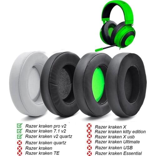 New Replacement Earpads Foam Ear Pads Cushions For Razer Kraken 7.1 Chroma V2 USB Gaming Pro V2 Headphone Earmuffs