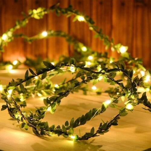 5/10M LED Solar Rattan Decorative Light String Outdoor Courtyard Maple Artificial Plants String Light DIY Weeding Party Hanging