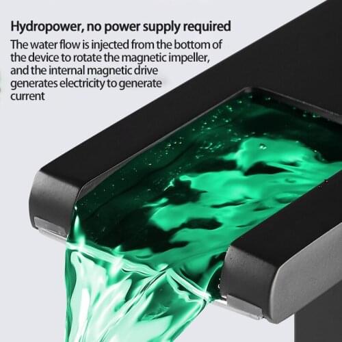 LED Luminous Basin Faucet Water Temperature Control Discoloration Copper Waterfall Table Washbasin Bathroom Sink Mixer Tap