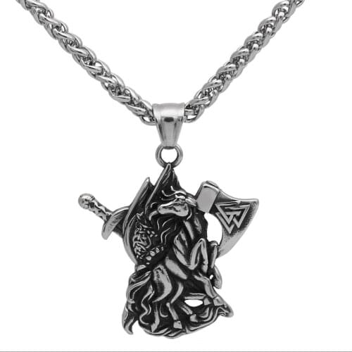 Viking Axe Odin Necklace Horse Necklace For Norse Jewelry For Men