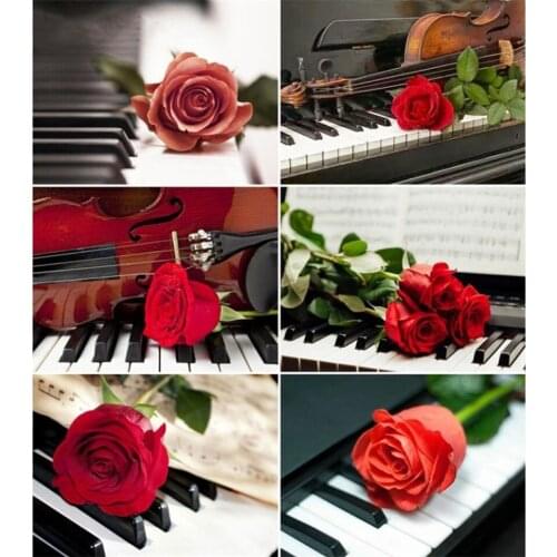 Yumeart Diamond Painting Rose Flowers Picture of Rhinestone Diamond Embroidery Piano Cross Stitch Home Decor Diamond Mosaic Kits