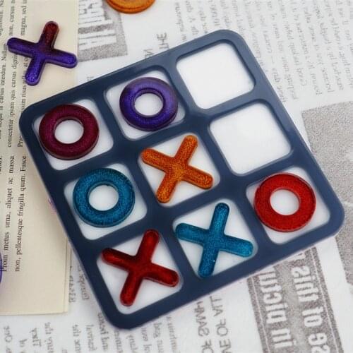 Big Size Tic Tac Toe OX Chess Game Mirror Silicone Casting Molds For DIY Resin Chessboard Jewelry Tools Uv Epoxy Craft Handmade
