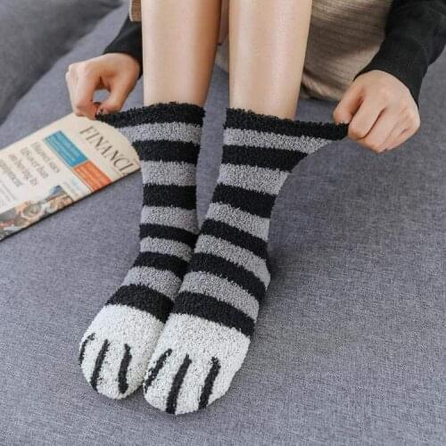 Winter Cat Claws Cute Thick Warm Sleep Floor Socks Plush Coral Dropshipping Wholesale