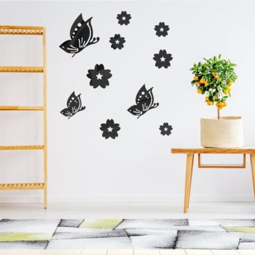 1Set Hot Sale 3D Wall Stickers Mirror Butterfly Home Decor Wall Acrylic Wall Stickers Room DIY Decor