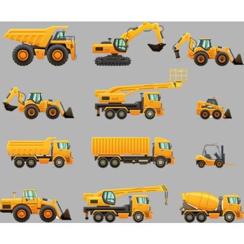 12Pcs/Set Utility Vehicle Clothing Patches Fashion Heat Transfer Appliqued Diy Tops Vinyl Patch Washable Custom Transfer