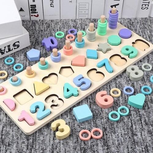12 style Montessori Educational wooden toys Math Teaching Aids Board Geometry toddler learning Toy Set Preschool sensory toys