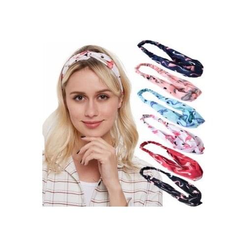 120pcs/lot DIY Multi Flamingo Fabrics HeadBands Simple Retro Cross Elasticity Hair Bands Styling Tools Accessories HA662