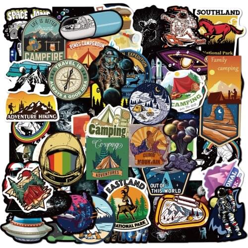 160 PCS Outer Space Outdoor Adventure Stickers Anime Sticker for Laptop Skateboard Luggage Bicycle Waterproof Decal Cool Kid Toy