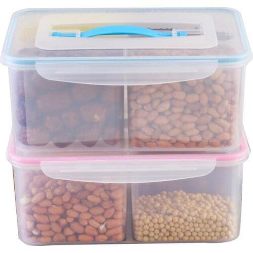 4-liter Portable Sealed Compartmentalized Fresh-keeping Box Plastic Transparent Grain Receiving Box