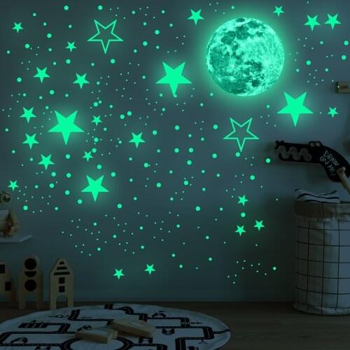 435Pcs Starry Sky Moon Glowing Wall Stickers Home Decor Glow In The Dark Sticker Vinyl Babyroom Bedroom Living Room Decoration