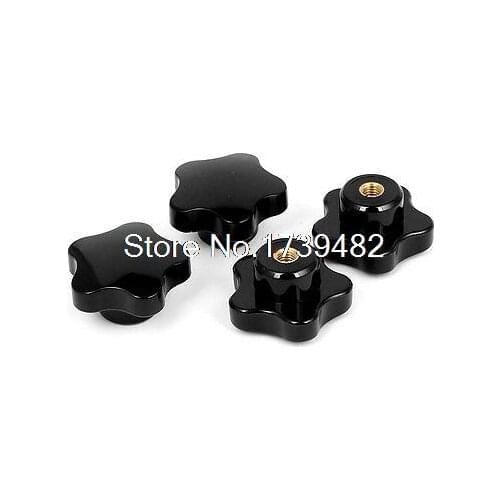 50mm Plastic Star Head 8mm Female Thread Screw on Clamping Knob Grips 4pcs