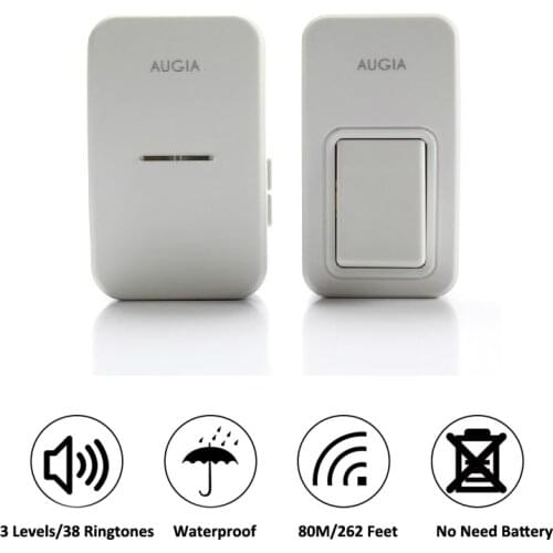 38 Ringtones Wireless Cordless Remote Doorbell Door Bell Chime,No need battery,Waterproof,110-220V