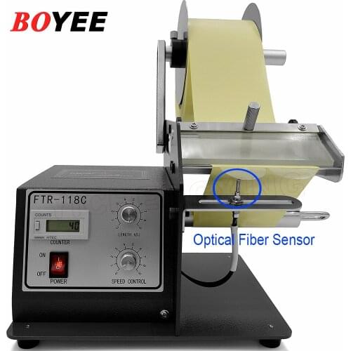 FTR-118C Electric Fibre Optical Sensor Transparent/PET Clear Film Label Stripping Dispenser Machine