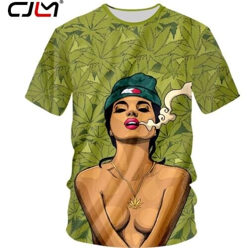 CJLM Men Cool Tshirt Tops 3D Print Green Leaf Girl T-shirt Man Hiphop Sportwear Punk T Shirts Unisex Short Sleeve O Neck Tees
