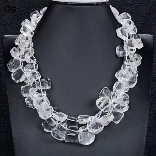GuaiGuai Jewelry 19"-22" 2 Strands Natural White Clear QuartzsCrystal Necklace