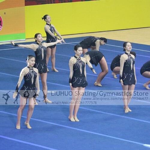 Custom Figure Skating Dress Competition Costumes Child Kids Elegant Crystals Aerobics Cheerleading Varsity Fancy Dress Uniform