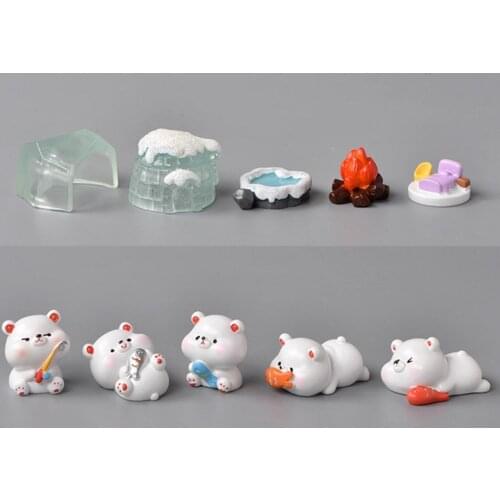 Wear-resistant Animal Figurine Sturdy Resin Bear Miniature Statue Micro Landscape Decoration for Home decor Desk accessories