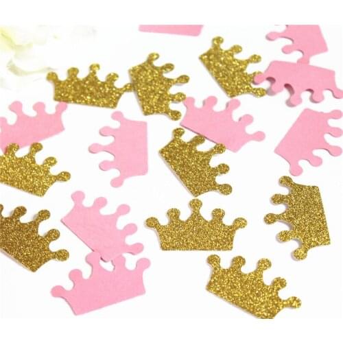 Pink and Gold Confetti Custom Colors Its A Girl Baby Shower Decoration Crown Glitter Princess 1st birthdayParty Decor