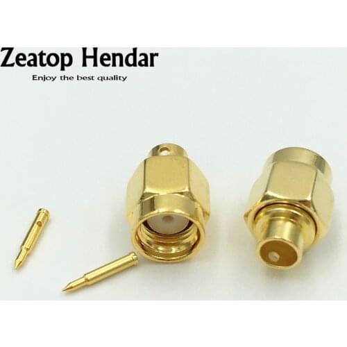 10Pcs Brass SMA Male Plug Solder RG402 0.141" Semi-rigid Cable Straight Wire Connector High Quality