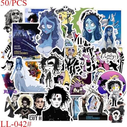LL-042# 50/pcs Director Tim Burton Film PVC sticker Personalized graffiti sticker Bike Phone Sliding Plate Graffiti Styling
