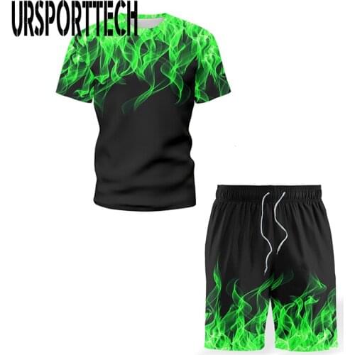 2021 Tracksuit Men sets Summer New Casual Mens Set 2 Pieces Man Suit Sportswear Outfits Short Sleeve T-shirt Shorts Joggers Set