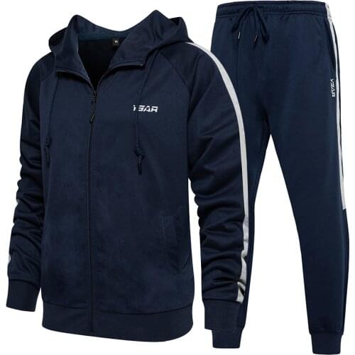 2021 Casual Mens Sets Solid Color Tracksuit Men Coats Autumn Hip Hop Men Hoodies+Pants Two Pieces Suit Fashion Sportswear Set