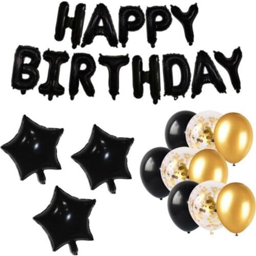 Black Star Theme Baby Party Decorations Set Kids Birthday Party Supplies Balloon Monogram Childrens Day Venue Dress Up