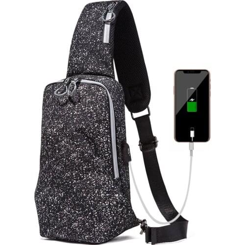 New Men Chest Bag Outdoor Fashion Messenger Travel Bag USB Charging Shoulder Bag Street Daily Pack Cross Body Bags