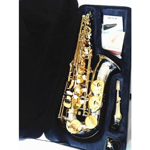 Jupiter New Alto Saxophone Brass Nickel Plated Body Gold Lacquer Key E-flat Music Instruments Sax Reed With Mouthpiece Case