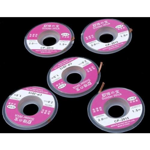 1Pcs / 5Pcs 2.0mm Desoldering Braid Solder Remover Sucker Flux Wick Cable Wire Lead Length 1.5m Desolder Wick Copper Wires