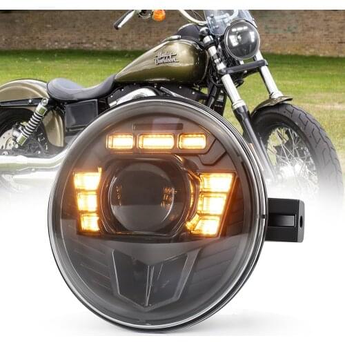 12V DC 7 Inch Motorcycle Headlight 50W with Bracket Clamp White Yellow DRL Hi/Low Beam for Universal Motorcycles
