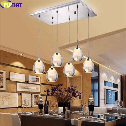 FUMAT Stainless Steel Acrylic 3 or 5 Lights Ceiling Lamps LED Modern Chandelier Hanging Light Fixture For Dining Room Kitchen