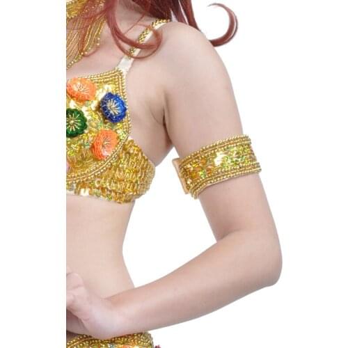 Cheap Dance Jewelry Oriental Dance Costume Accessories Sequins Beaded Adjustable Belly Dance Necklace Armbands Oriental Jewelry