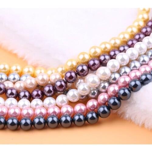 Multicolor 4-14mm pick size round imitation shell pearl beads fashion fit diy necklace bracelet jewelry making 15inch