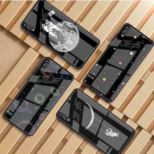 Cartoon Planet Space Star DIY Luxury Tempered Glass Phone Case For Huawei P20 P30 P40 Lite PRO Mate 20 30 Lite Pro Cover shell