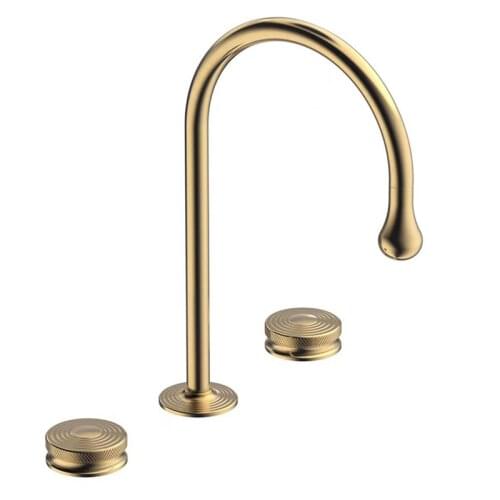 Luxury brushed gold basin faucet double handle design bathroom faucet