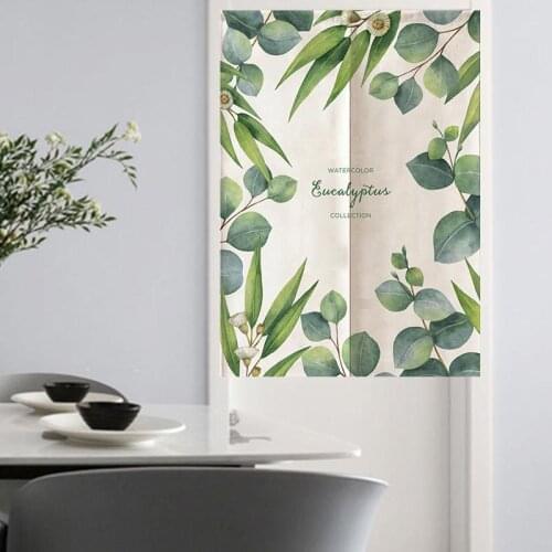 Nordic Natural Plant Leaves Japanese Door Curtain Linen Fabric Home Kitchen Bedroom Entrance Decorative Hanging Curtains